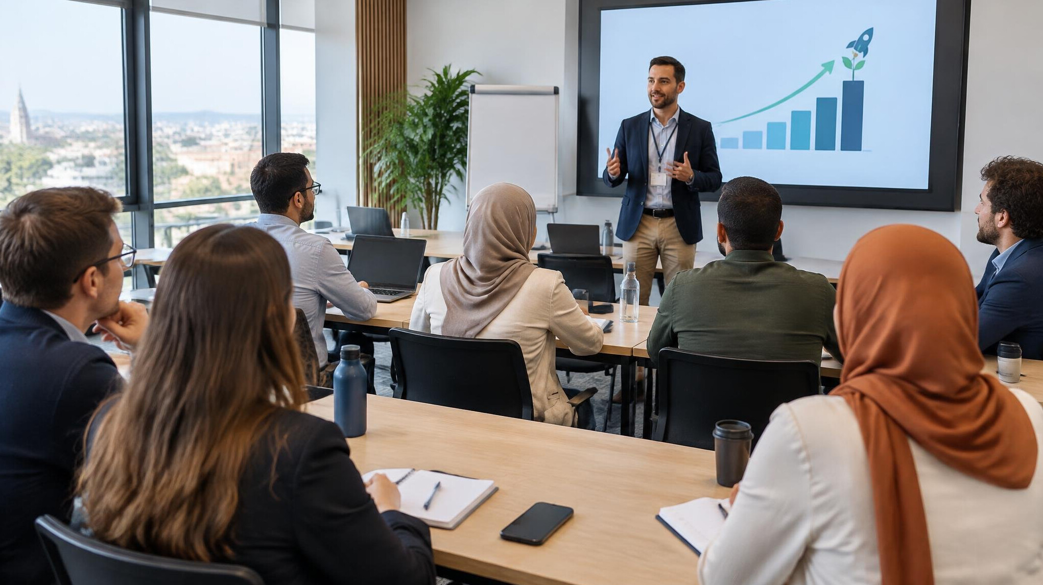 Group of professionals attending a training session